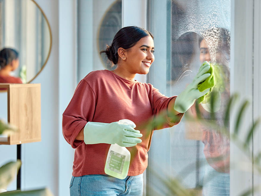 ilustrasi membersihkan kaca rumah