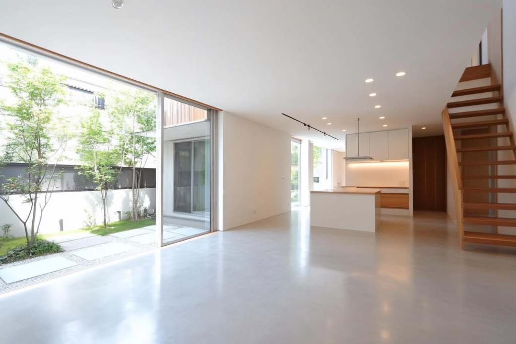 Rumah tingkat minimalis modern dengan area void yang lapang dan pencahayaan alami
