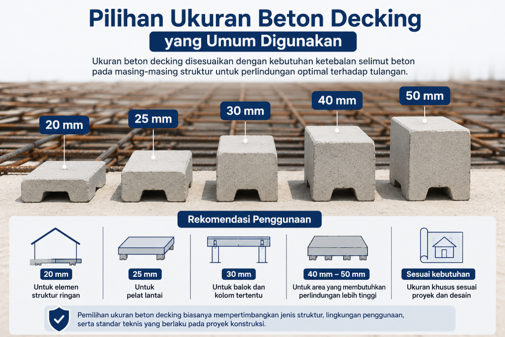 Perbandingan ukuran beton decking untuk pelat lantai, balok, dan kolom beton bertulang