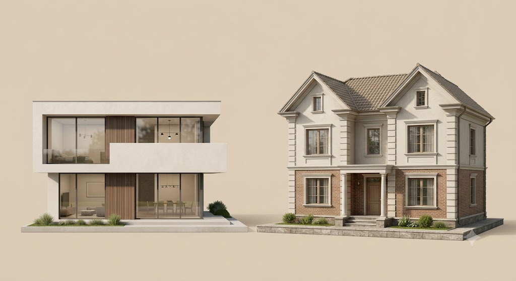 Perbandingan desain rumah minimalis dan rumah klasik