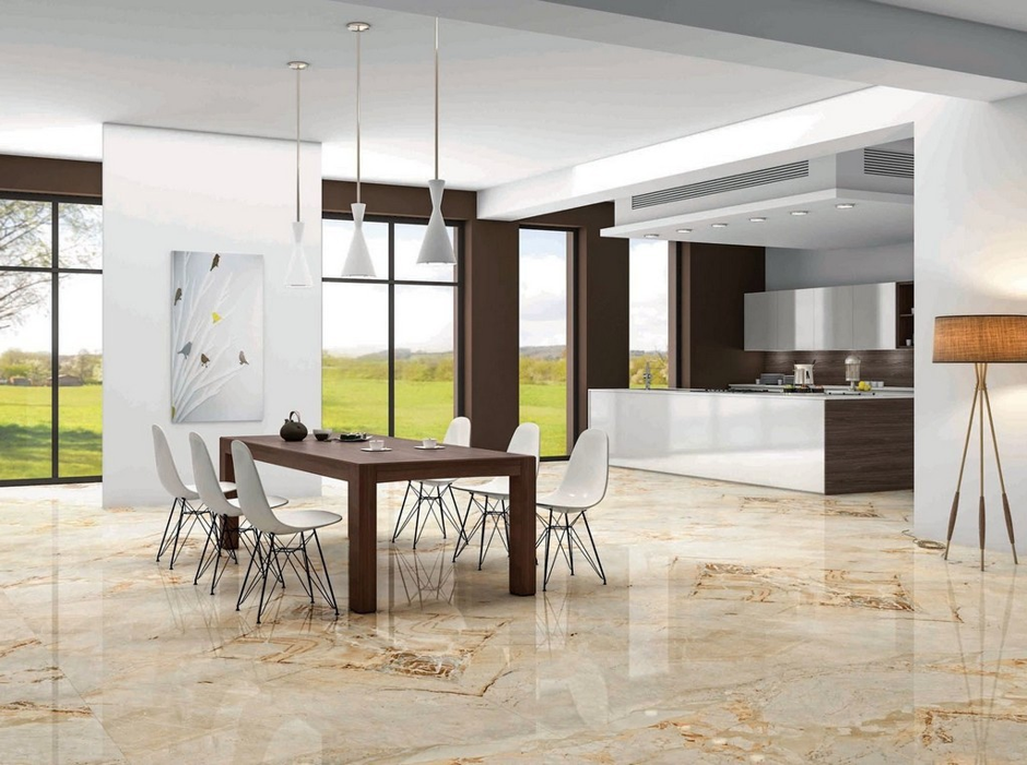Inspirasi Keramik Lantai Dapur Motif Marmer
