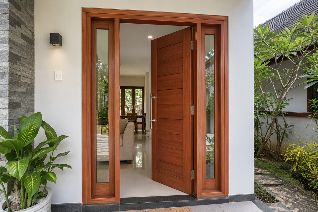 Kusen pintu rumah berbahan kayu meranti
