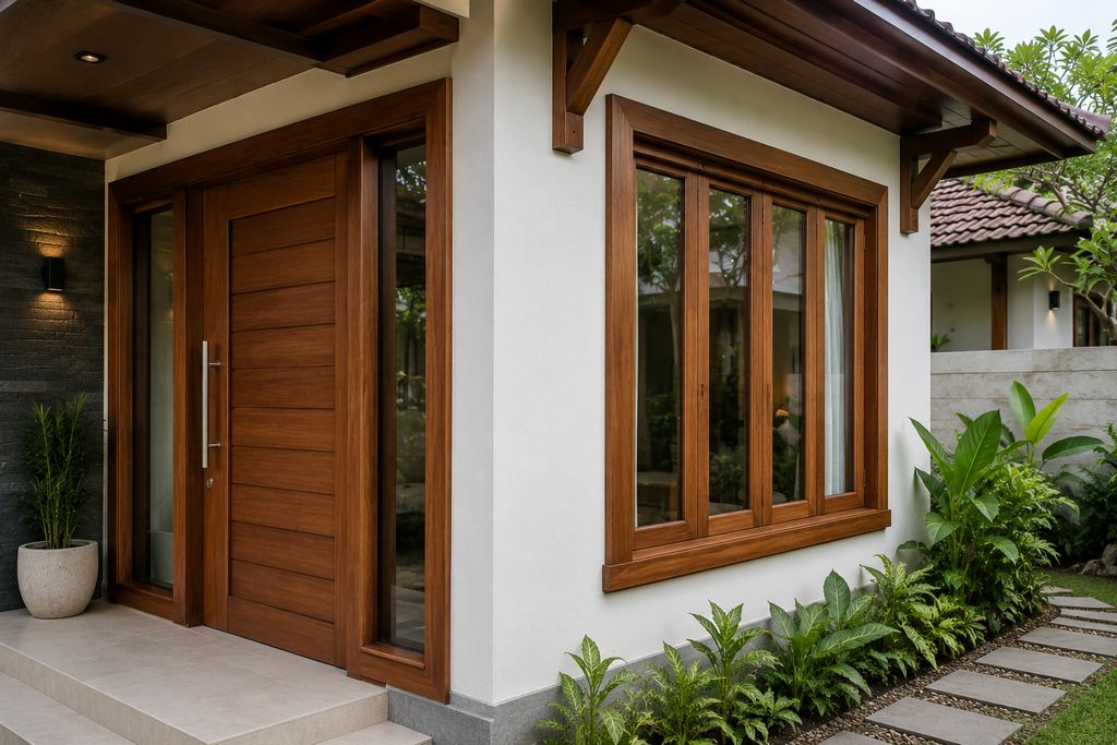 Kusen rumah berbahan kayu bengkirai dengan tampilan kokoh