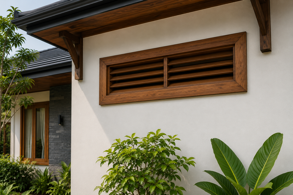 Kusen kayu pada ventilasi udara rumah