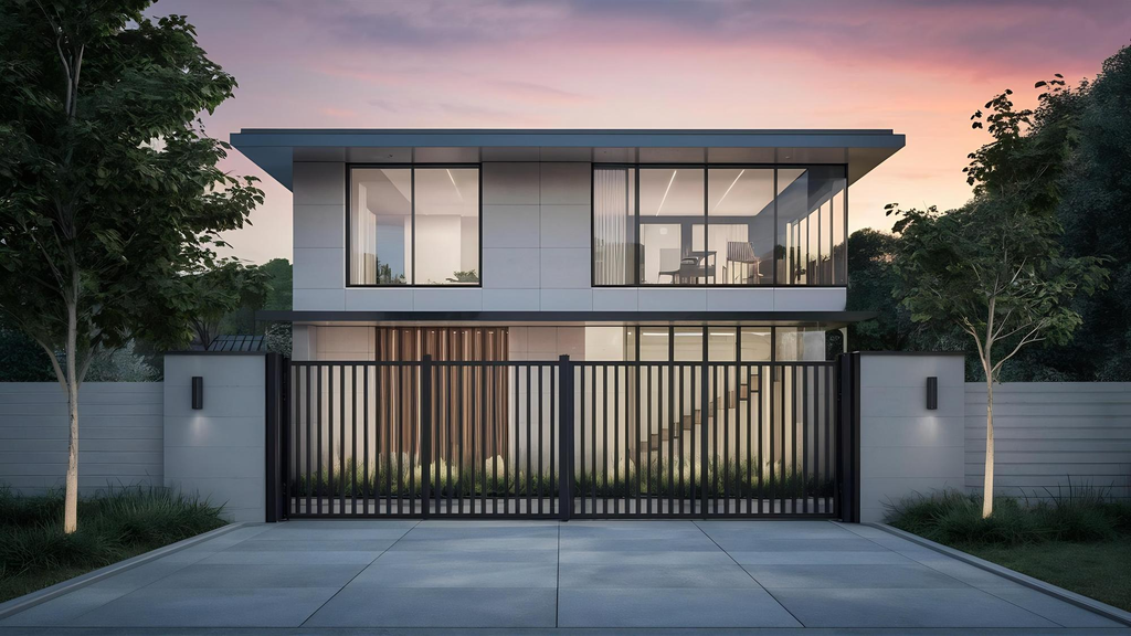 Tralis pagar pada eksterior rumah minimalis modern