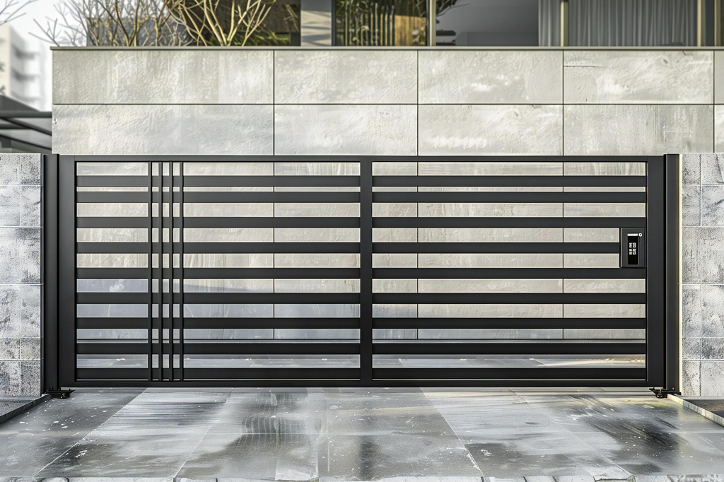 Tralis pagar horizontal modern dengan desain minimalis