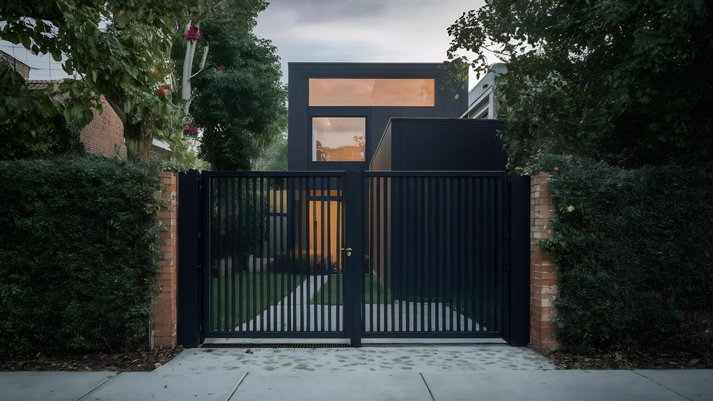 Tralis pagar minimalis warna hitam pada rumah modern