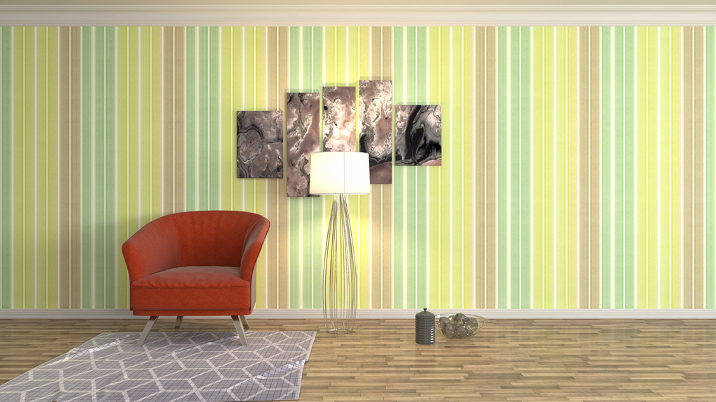 Motif garis vertikal pada dinding interior rumah