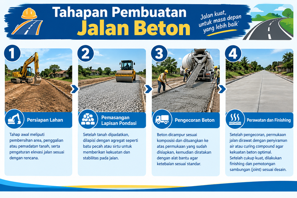 Tahapan Pembuatan Jalan Beton