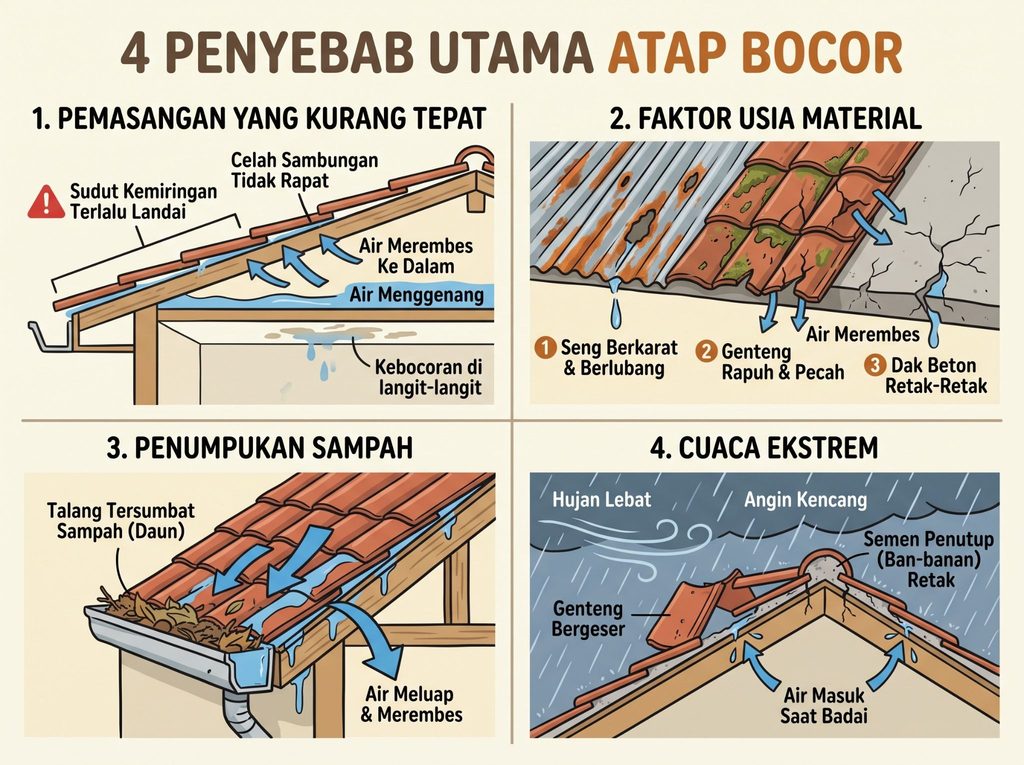 Penyebab Atap Bocor yang Paling Sering Terjadi