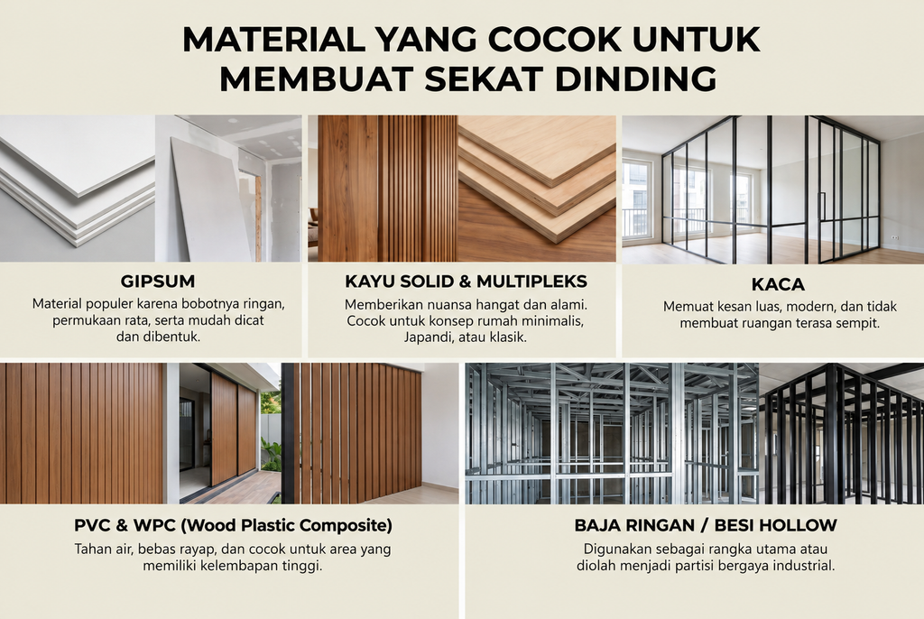 Material yang Cocok untuk Membuat Sekat Dinding