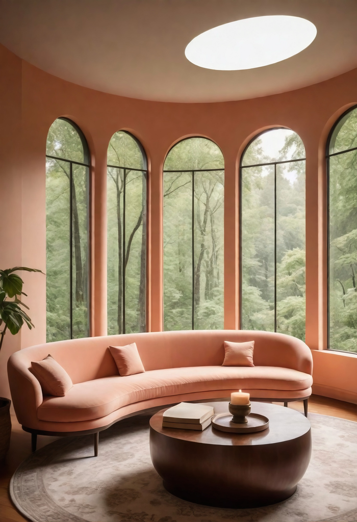 Model jendela lengkung minimalis dengan bingkai ramping pada rumah modern bergaya elegan.