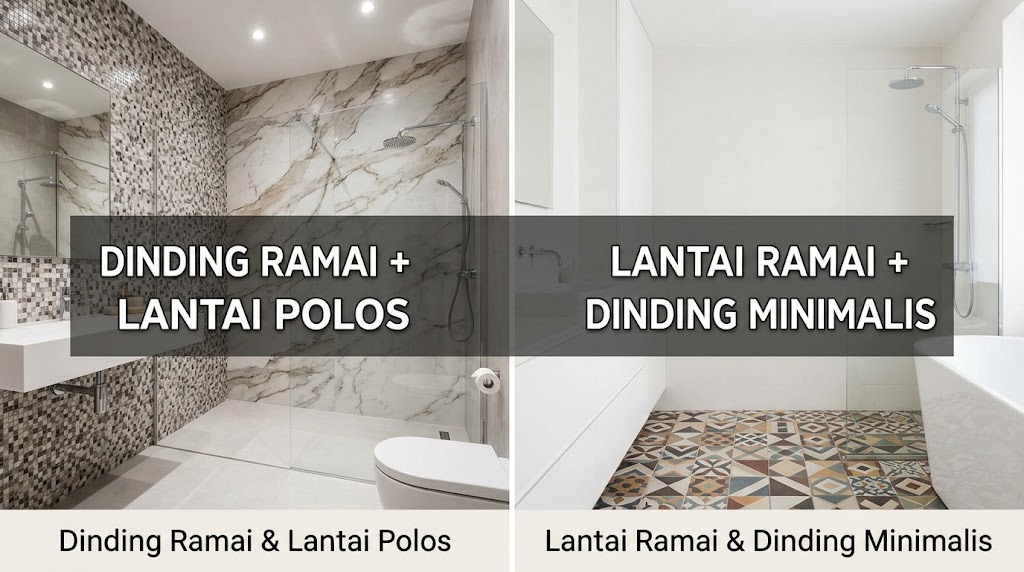 Tips Memadukan Motif Keramik Dinding dan Lantai Kamar Mandi
